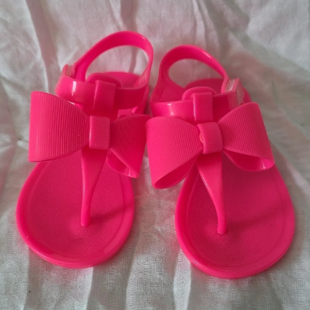 (J36) Wonder Nation Pink Bow Sandals for Kids Sz 8 In Toddler
